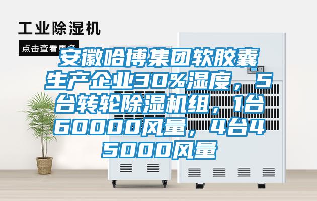 安徽哈博集團(tuán)軟膠囊生產(chǎn)企業(yè)30%濕度，5臺(tái)轉(zhuǎn)輪除濕機(jī)組，1臺(tái)60000風(fēng)量，4臺(tái)45000風(fēng)量